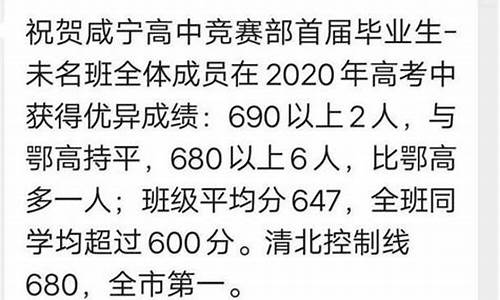 2017年咸宁高考状元,2020年咸宁高考状元